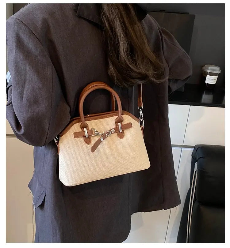 Women's Tote Bag with Wide Shoulder Strap, Durable PU Leather Work Bag-Lightweight Casual Handbag for Travel/Shopping/Daily Use