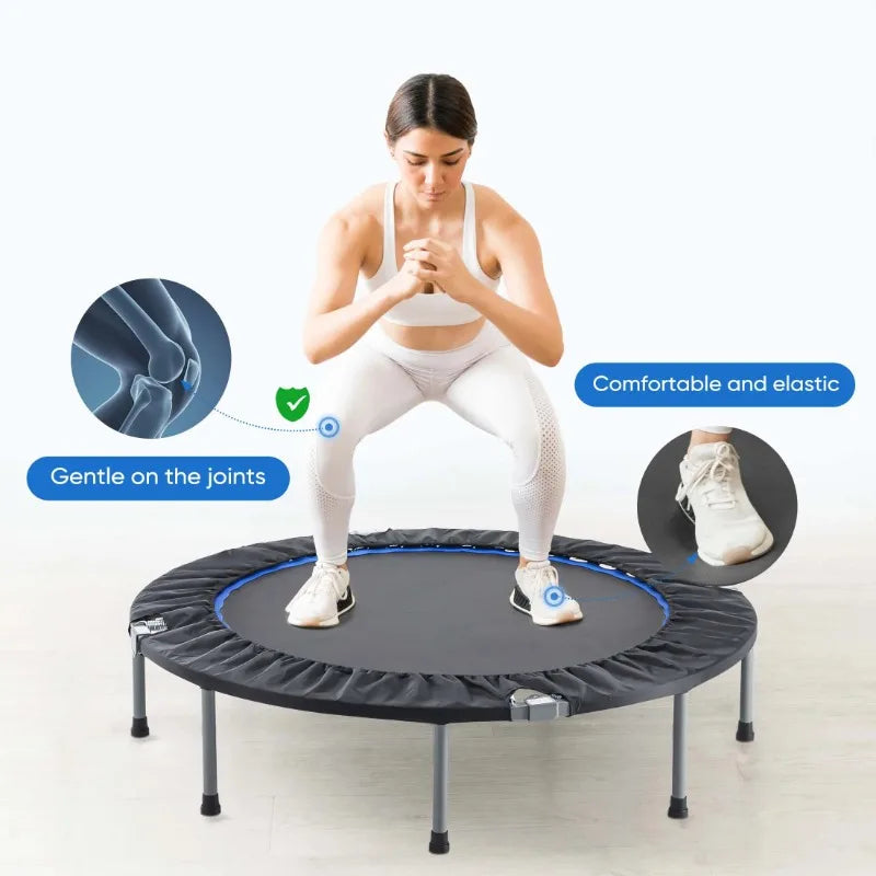 EDX 40" Mini Fitness Trampoline Rebounder for Workouts Sports Kids Adults Indoor Garden with Foam Handle, 330lbs, Black