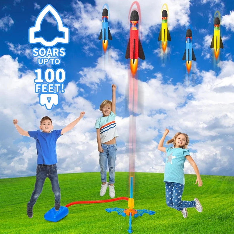 Toy Rocket Launcher for Kids, Foam Rocket & Air Launch Pad, Fun Outdoor Activitie Sport Game for Children