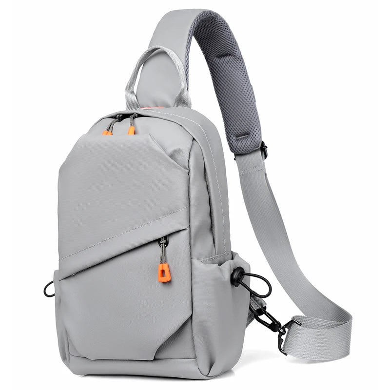 Men's hiking daily bag with shoulder straps, lightweight diagonal strap bag, single shoulder chest bag, black