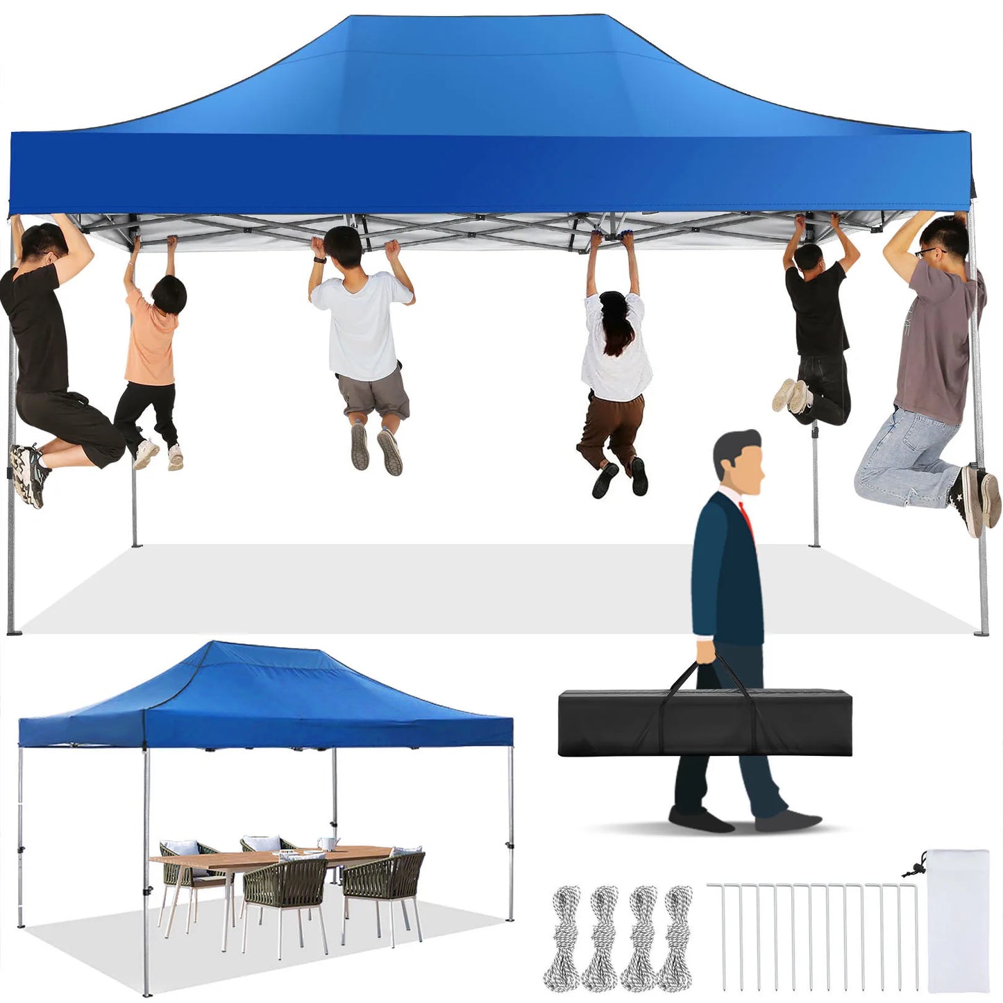 10x15 Heavy Duty Pop up Canopy Tent Easy Up Commercial Outdoor Canopy Wedding Party Tents for Parties All Season Wind Gazebo