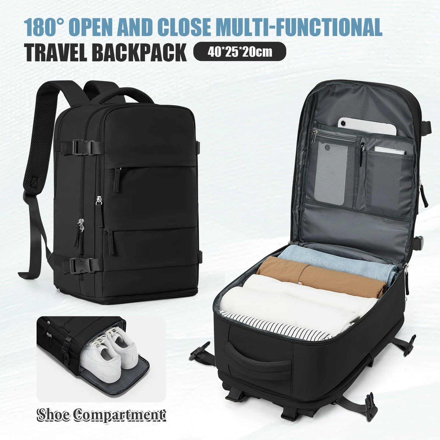 Cabin Airplane 40x20x25 Travel Backpack Anti Theft Backpack 15.6inch Portable Backpack Notebook Bag, Men Casual Hiking Backpack