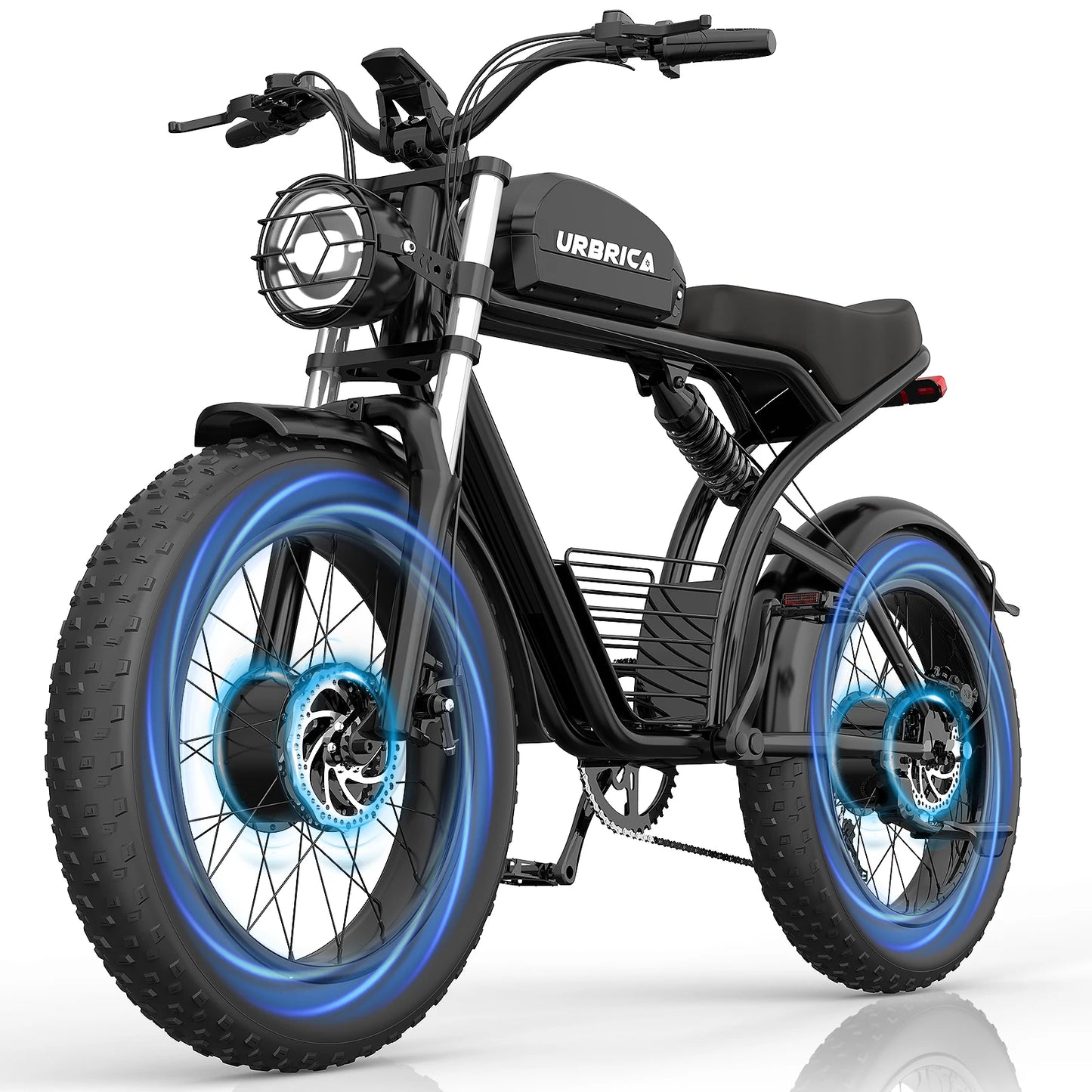 Urbrica K7 Electric Bicycle 3000W For Adults 48V 23AH Battery Mountain Moped Ebike 20 Inch Fat Tire With Basket Dual Motor