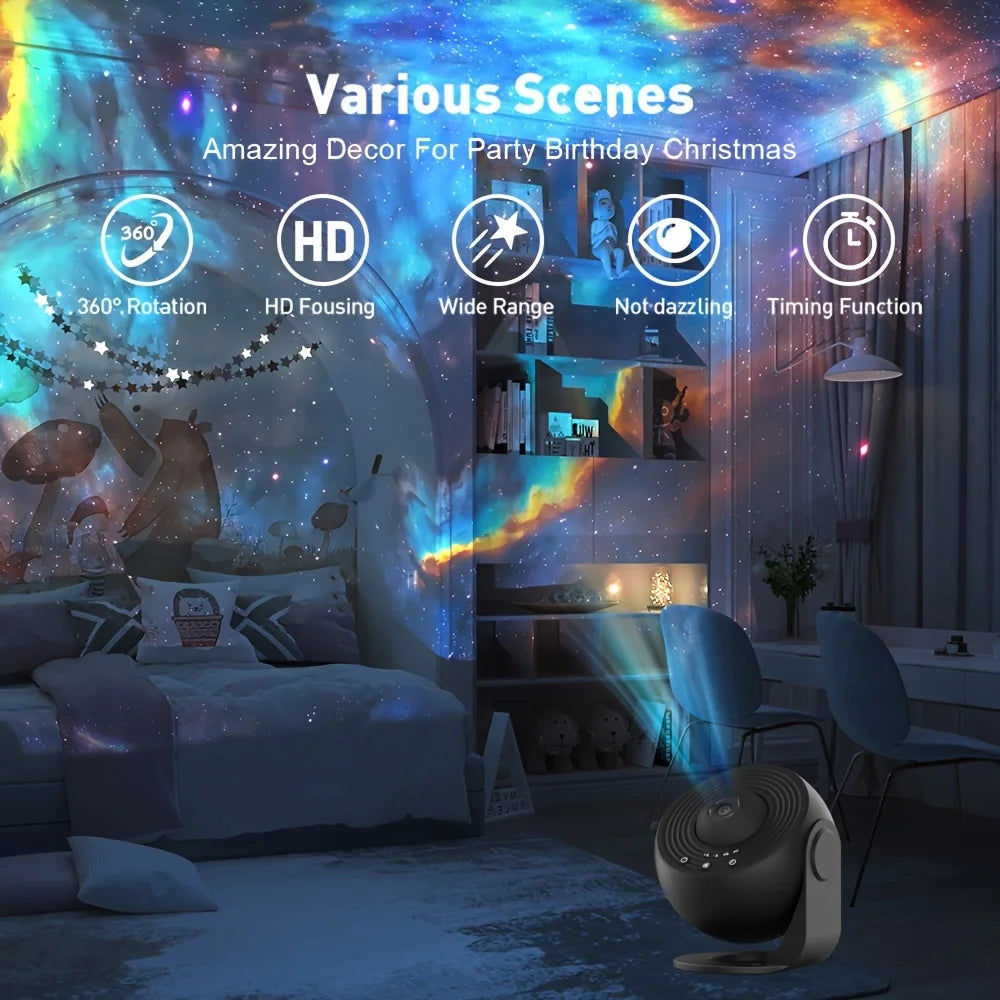 1pc Star Projector Night Light,Galaxy Projector,Planetarium Projector For Bedroom,Aurora Projector Include Replaceable 13Discs