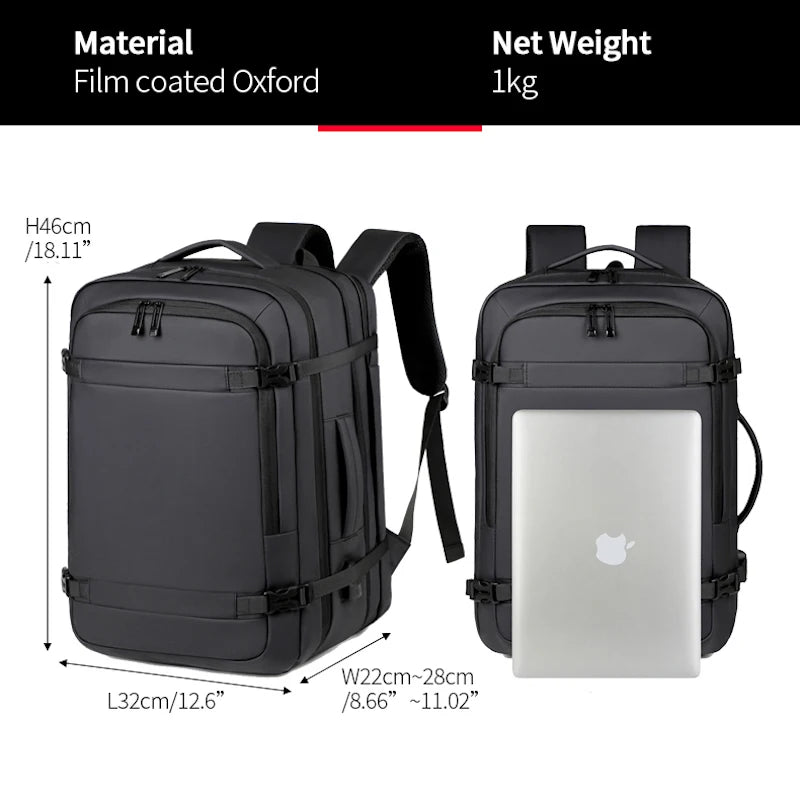 Travel Backpack Carry On Flight Approved 40L Business Expandable Water Resistant 16" Laptop Backpack USB Charging Port for Men