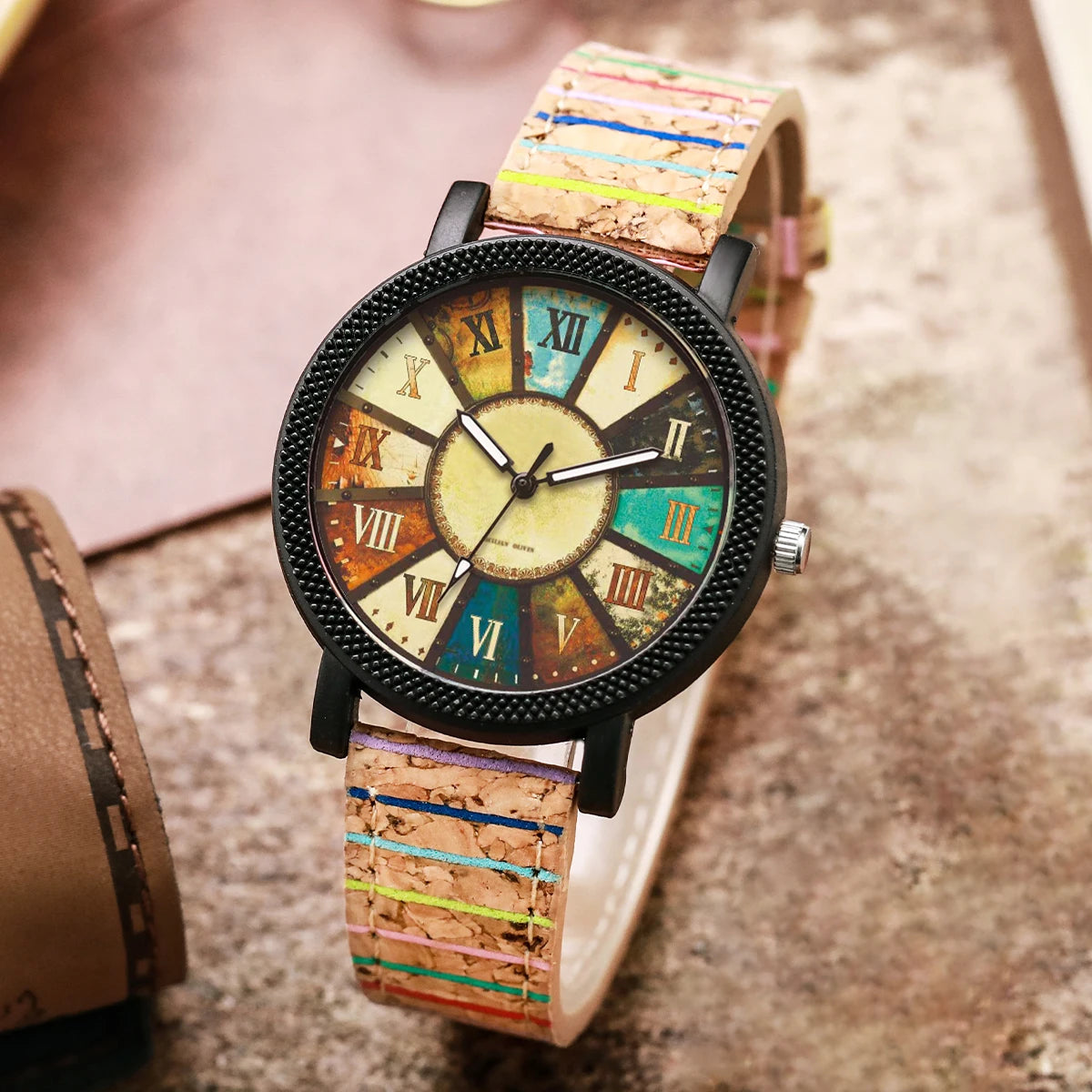 2PCS/Set Women's Watches Casual Leather Band Female Analog Quartz Watch(Without Box)