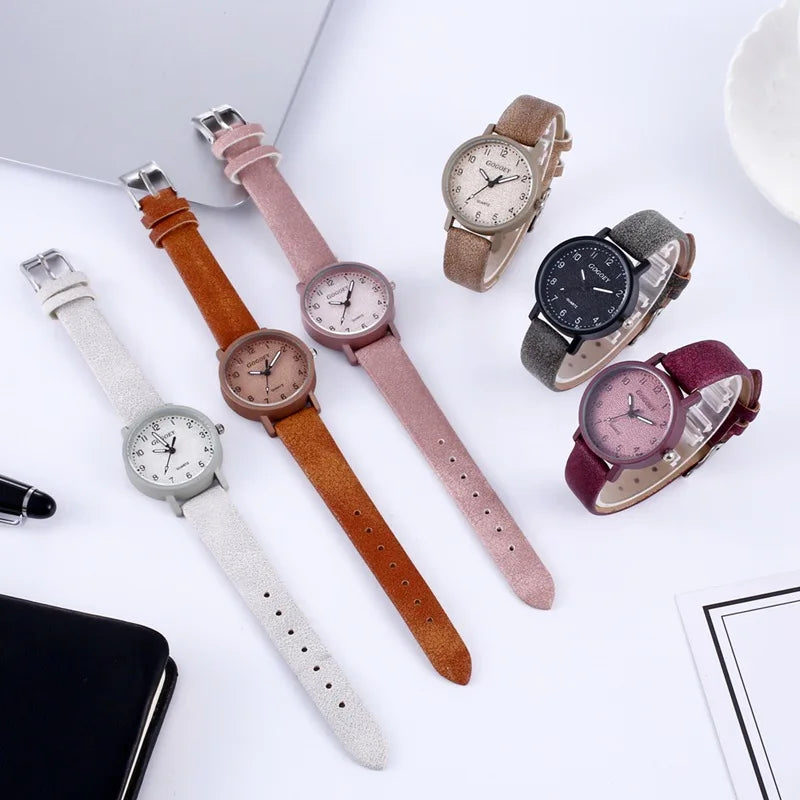 Women Watches Simple Casual Arabic Numbers Leather Analog Quartz Watches for Woman Fashion Ladies Clock Gift montres femmes