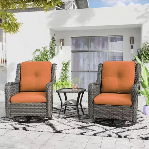 Wicker Patio Conversation Set with Cushions,Modern and chic bistro table set integrate with outdoor/indoor living space