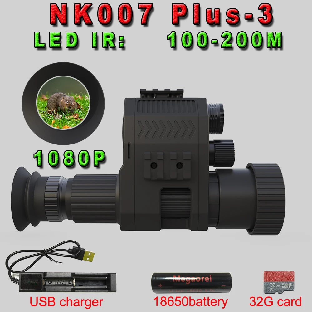 Megaorei NK007plus 200-400M Monocular 1080P Digital Night Vision Scope Infrared Camcorder with 4x Zoom for Outdoor Hunting