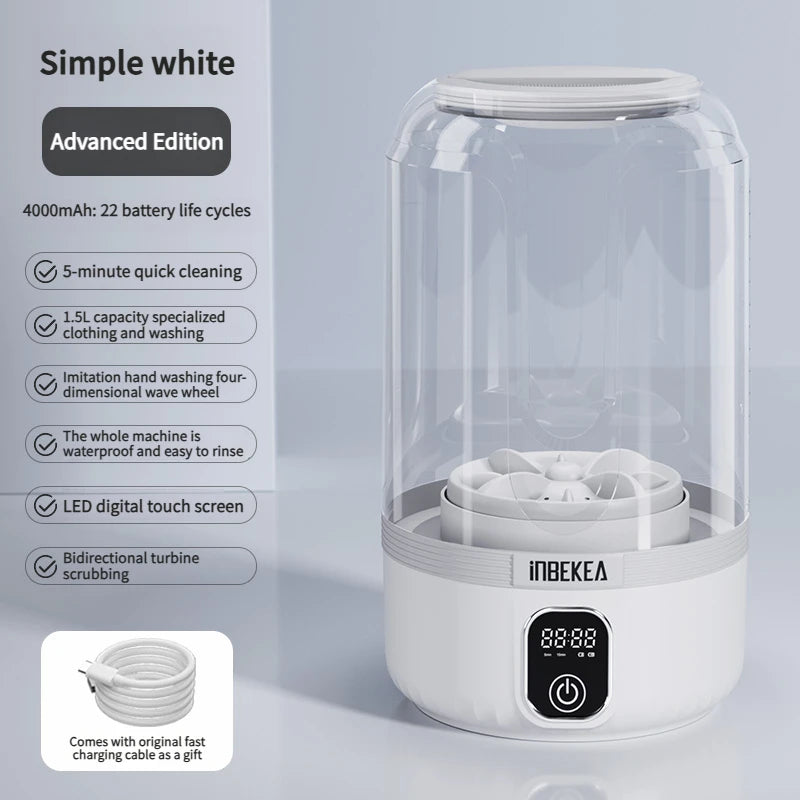2025 wireless mini digital washing machine, rechargeable portable intelligent small underwear and sock specific washing cup 1.5L