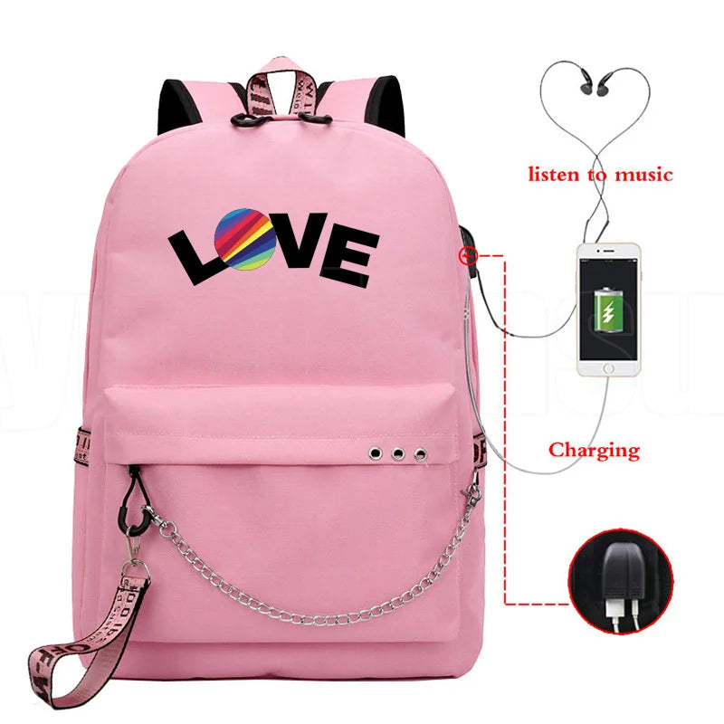 Popular Youthful School Bag Unisex Now United Travel Bags Usb Rechargeable Oxford Waterproof Notebook Shoulder Backpacks