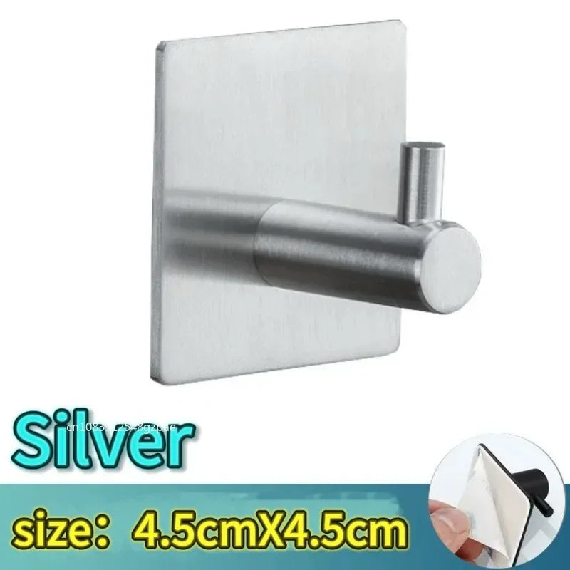 1/2/6Pcs Strong Adhesive Wall Hook Sticker Hanging Coat Rack Clothes Hanger Shower Robe Hook Kitchen Bathroom Towel hooks Black