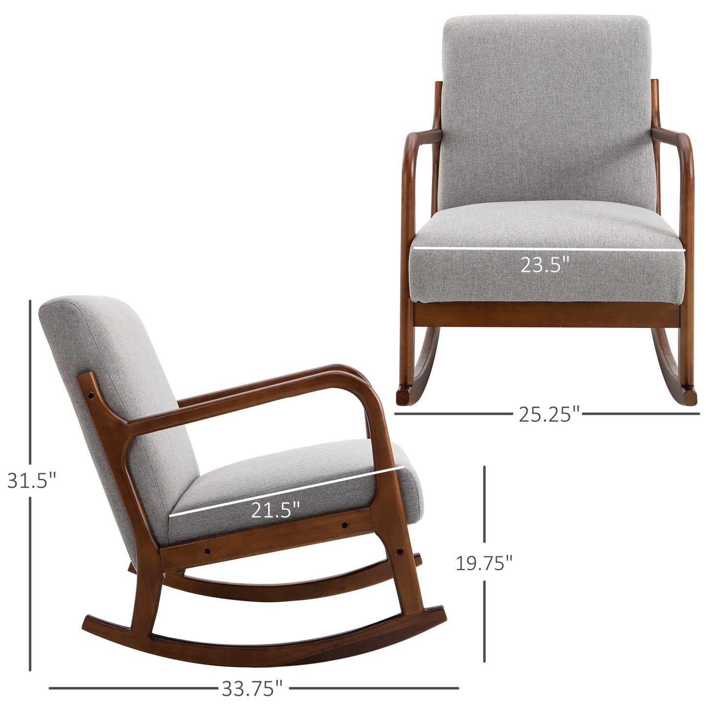 Wooden Framed Living Room Side Chair with Thick Padded Cushions and Back Support