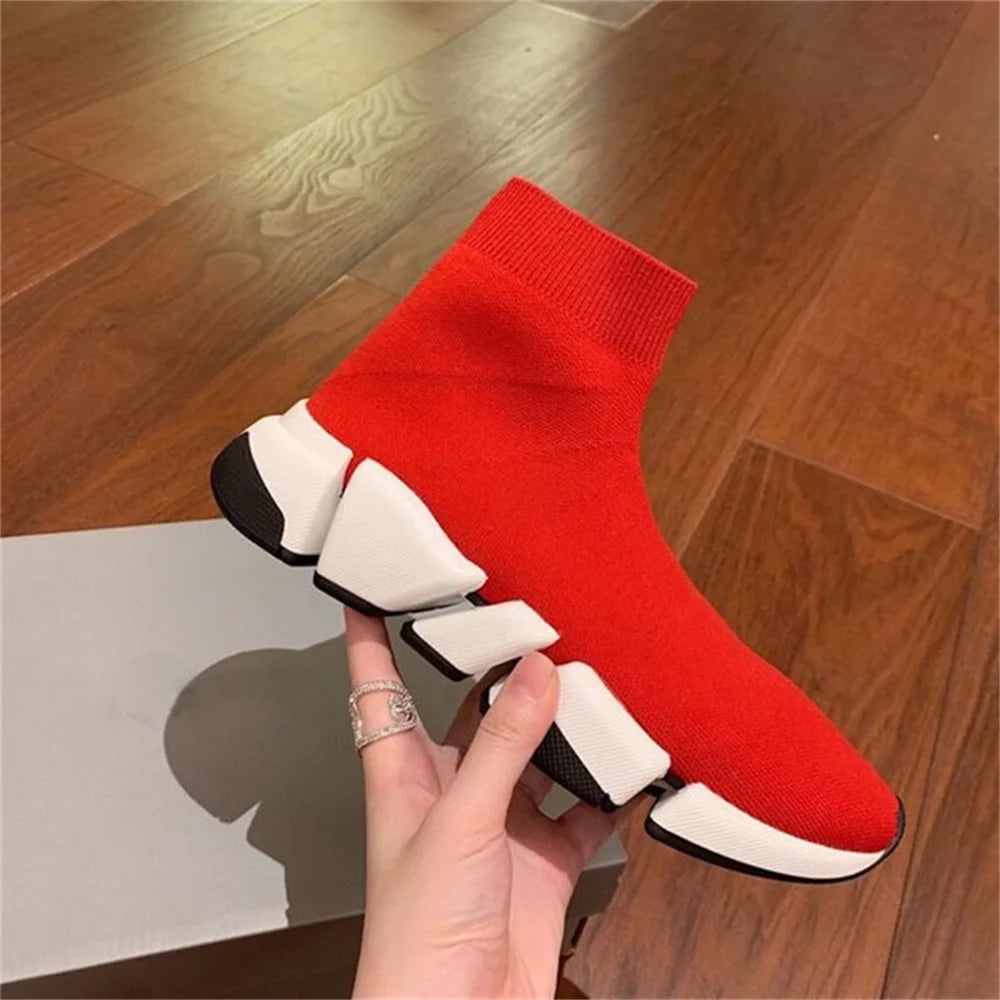 Hot Black High Top Women Socks Shoes Sneakers Breathable Couples Casual Sports Shoes Comfy Platform Sock Sneakers Men