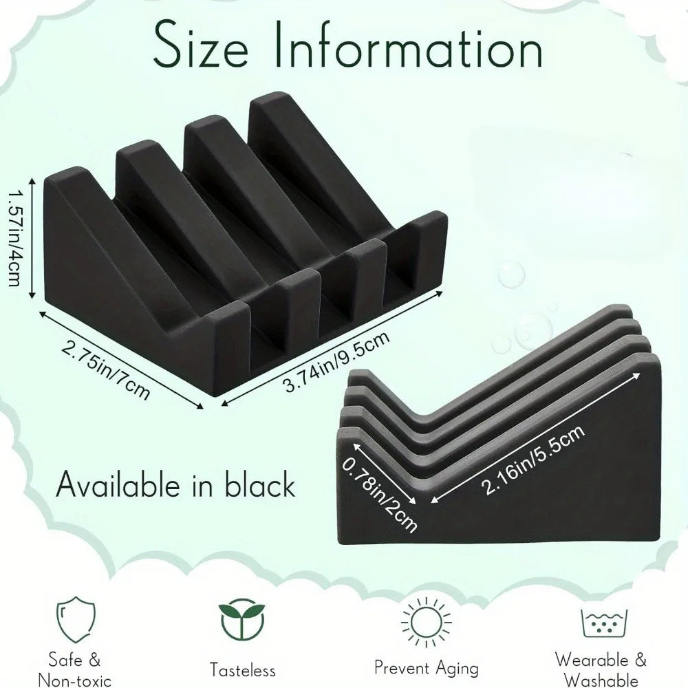 Silicone Self-Draining Soap Dishes with Waterfall Design Rectangular Soap Holder Trays with Drainage for Bathroom Accessories