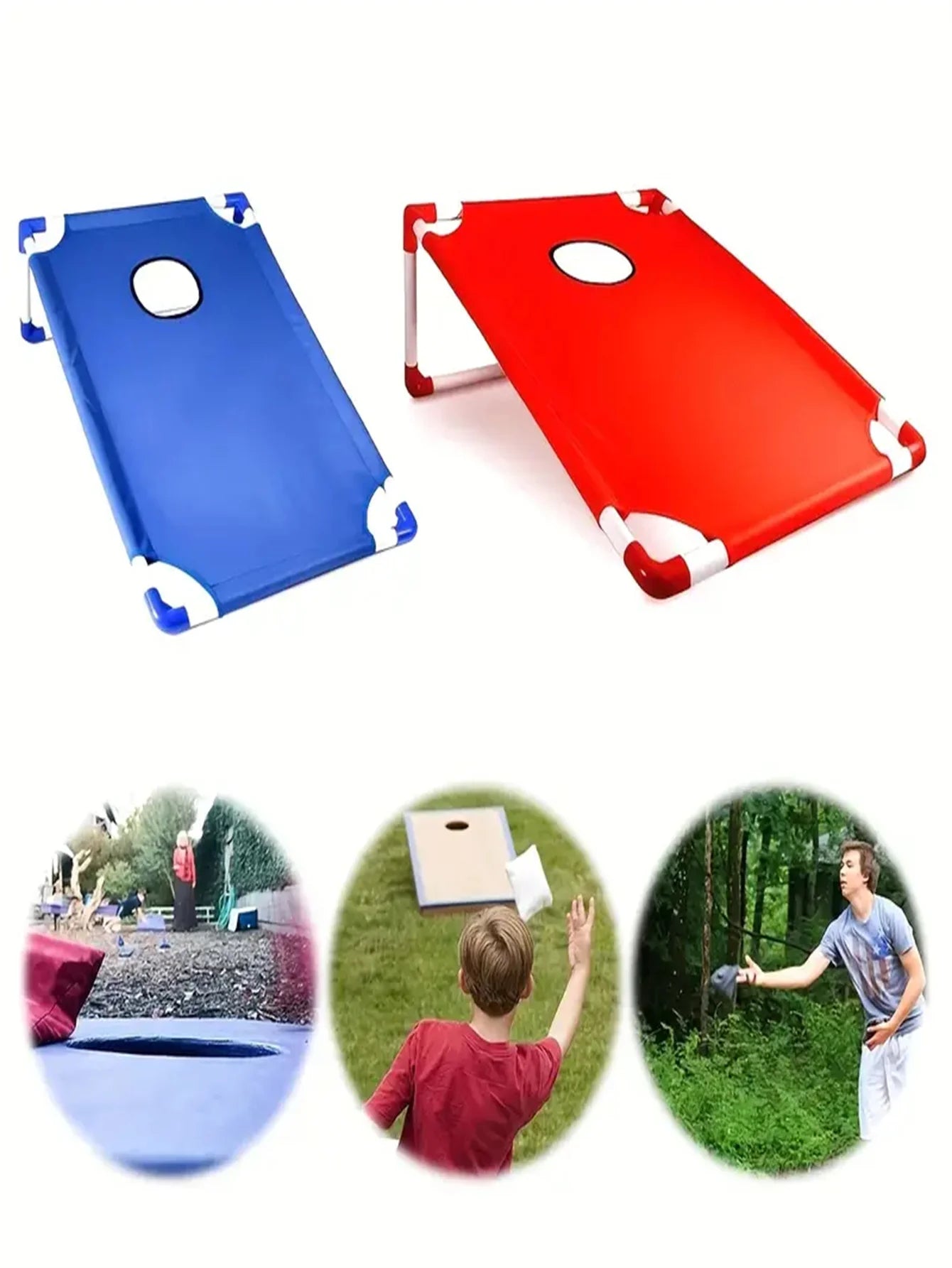 A Set of Red and Blue Portable Corn Hole Game Set, Foldable and Durable, Summer Beach Sandbag Game, Suitable for Outdoor Parties, Camping, Beach and Backyard Entertainment - Including 6 Beans Bags,非常适合 Christmas, East