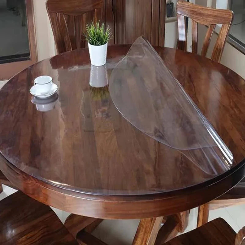 Round Tablecloth Transparent Soft PVC Waterproof Oilprpoof Living Room Dining Tables Kitchen Desk Protector Home Decor 1.0mm