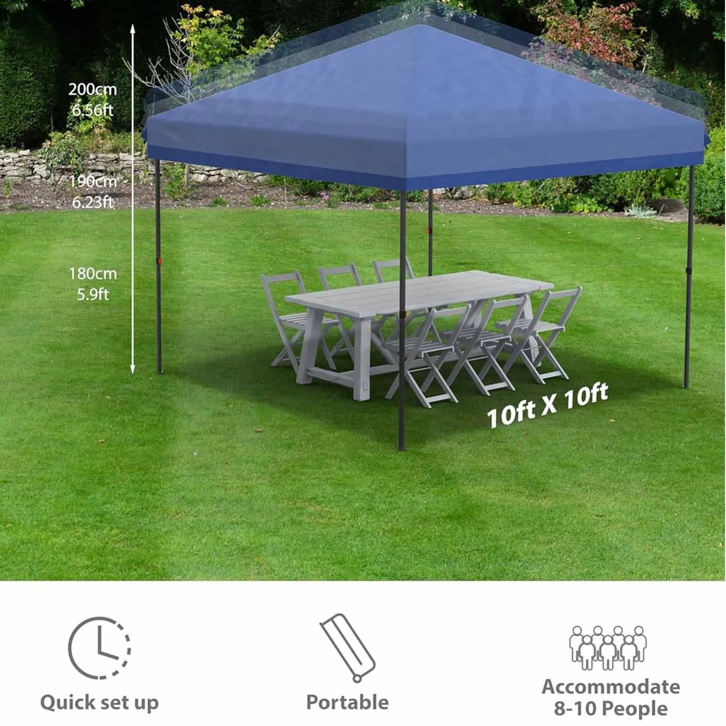 10x10 FT Pop Up Canopy Tent Outdoor Canopy Heavy Duty Commercial Instant Tent Shelter with No Removable Sidewall