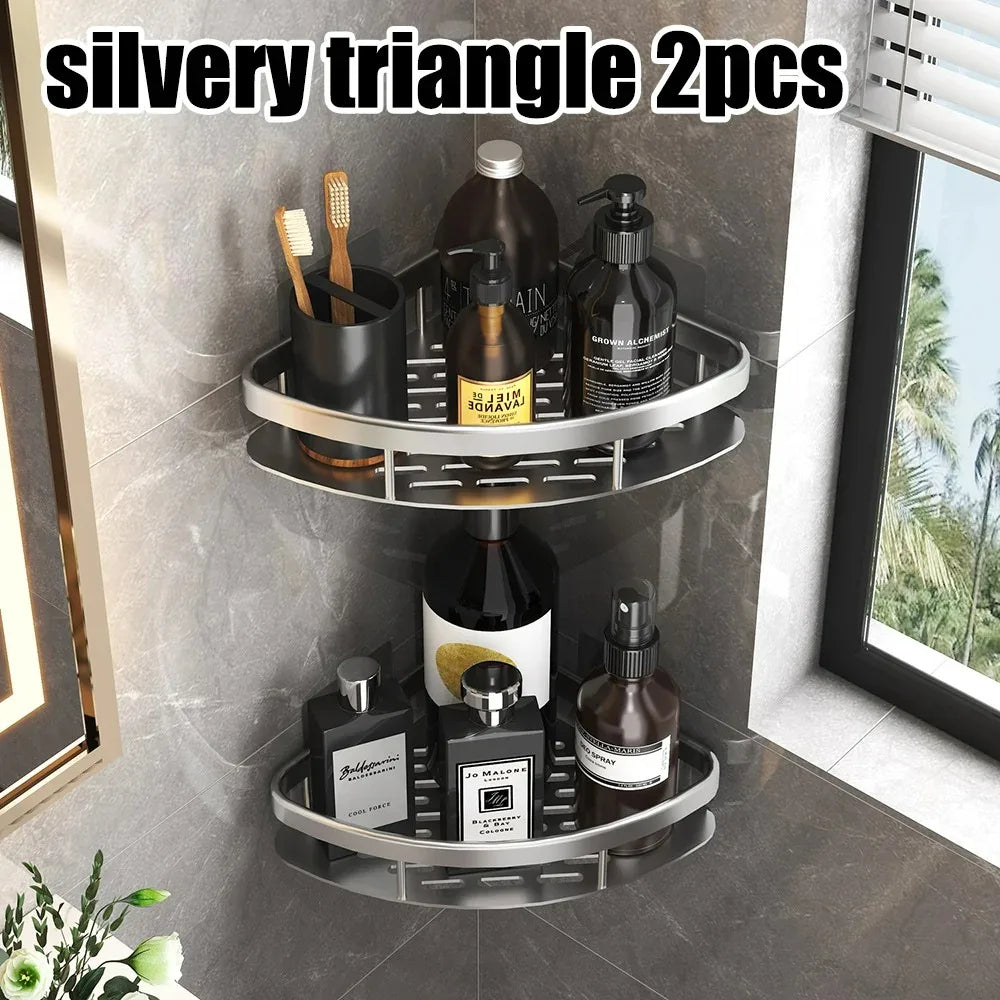 High Quality Wall Mounted Rectangular Rack Bathroom Storage Rack Towel Rack Wall Shower Shampoo Rack Drill Free Rack Tripod
