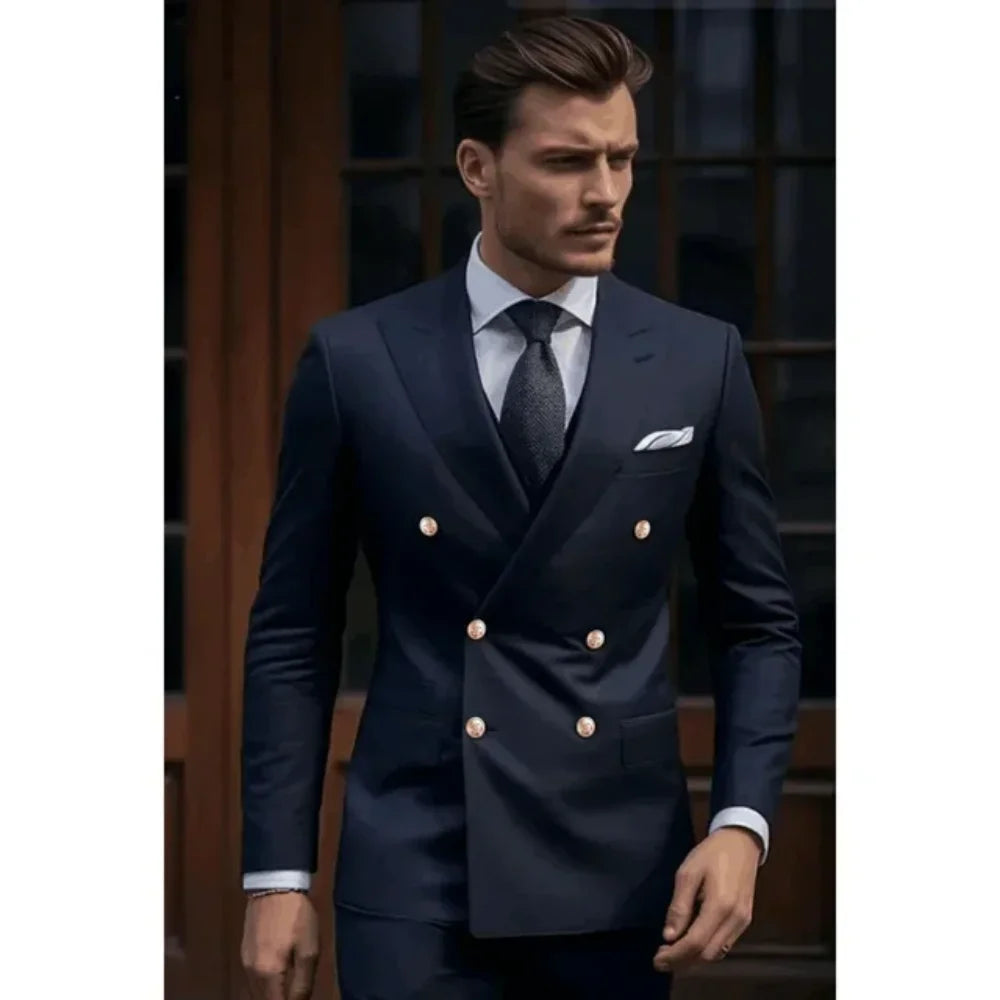 Men's clothing Luxury 2 Piece Jacket Pants Male Clothing Slim Fit Costume Homme Blazer Wedding Groomsmen Men Suits Clothing