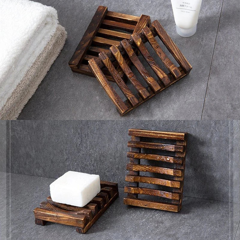 Soap Box Natural Wooden Bath Soap Holder Creative Fashion Tray Wooden Prevent Mildew Drain Box Kitchen Bathroom Washroom Tools