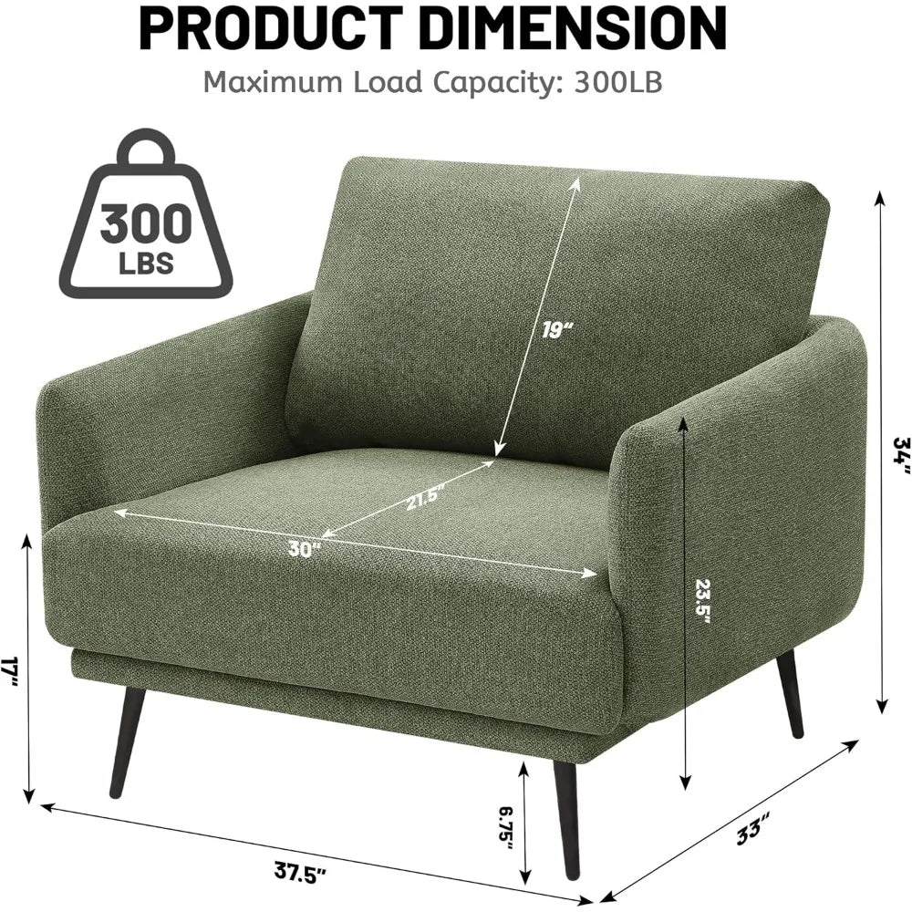 Accent Chair Set of 2,Living Room Chairs with Thick Cushion,Reading Chair for Bedroom,Mid Century Modern Accent Chairs Upholster