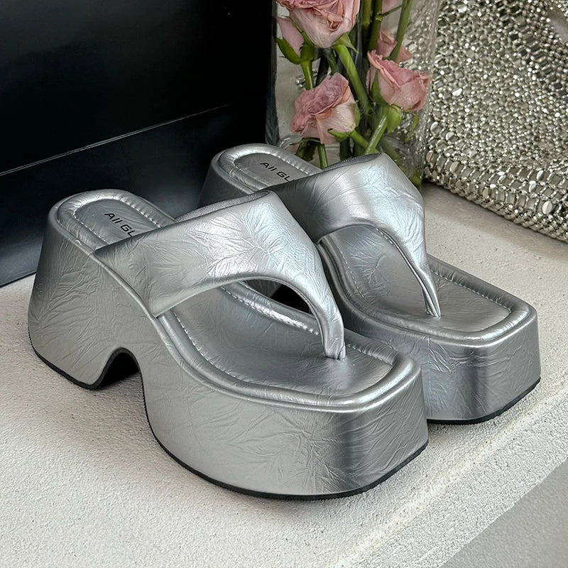 Pumps Flip Flops Slippers Shoes For Ladies New 2025 Female Footwear Platform Wedges Women Slippers Fashion Slides Heels Shoes