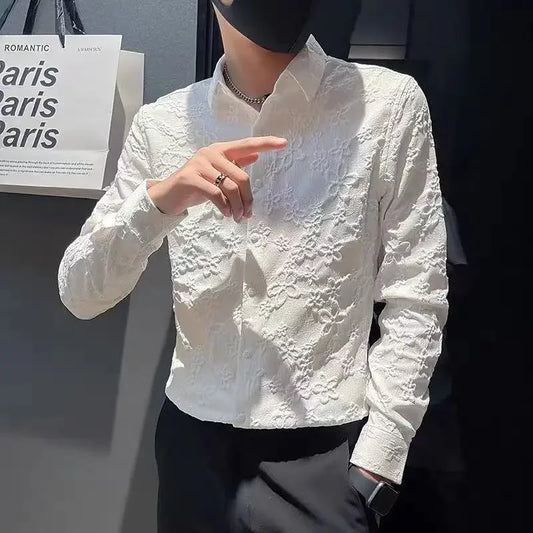 Shirts And Blouses For Men White Man Tops Plain Graphic Floral Clothing Korean Style Designer Fashion S Elegant Cheap Brand Cool
