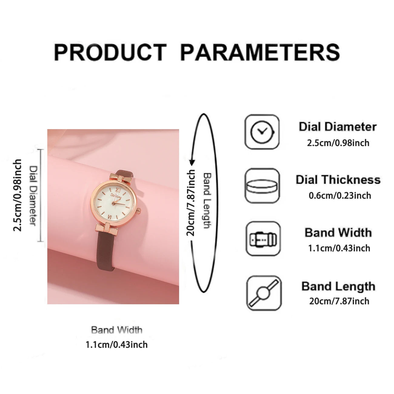 Sleek and fashionable leather strap round alloy watch face women's quartz watch, suitable for daily wear, perfect for Christmas