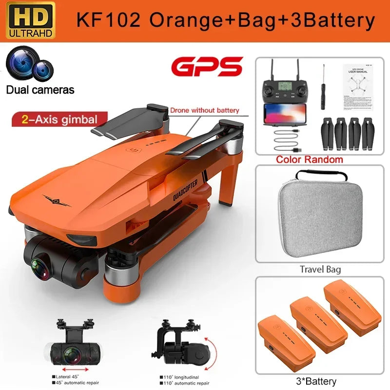 KF102 GPS Drone 4k Profesional 8K HD Camera 2 Axis Gimbal Photography Brushless Foldable Quadcopter RC Distance 1200M