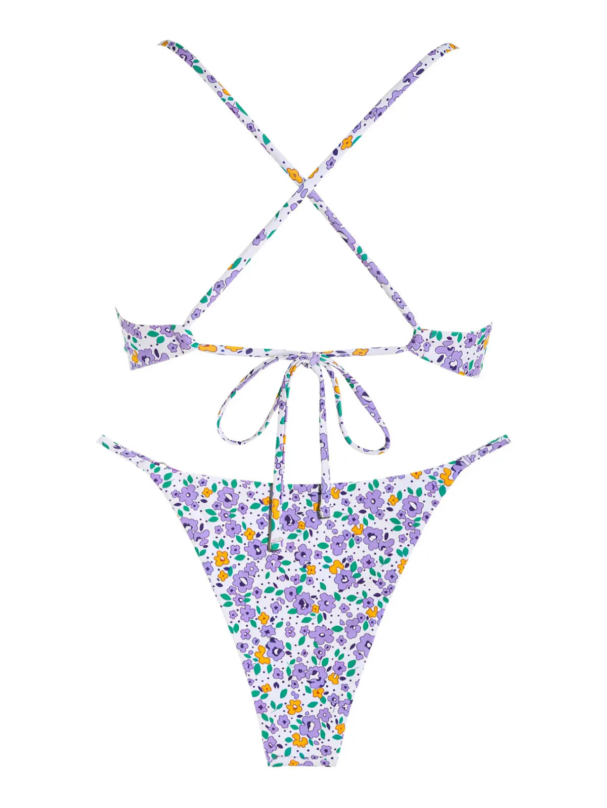 ZAFUL Women's swimwear Ditsy Floral Print O Ring Criss Cross Bikini Swimwear