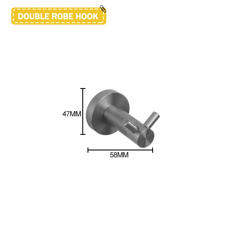 Grey Bathroom Hardware Set Accessories Kit Stainless Steel Round Wall Rack Hand Bar Toilet Roll Paper Holder Robe Towel Hook