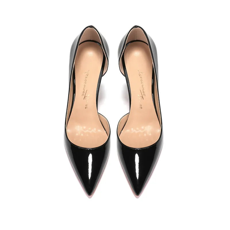 Women's elegant high heels, side empty red sole high heels, pointed slender heels, sexy professional women's shoes