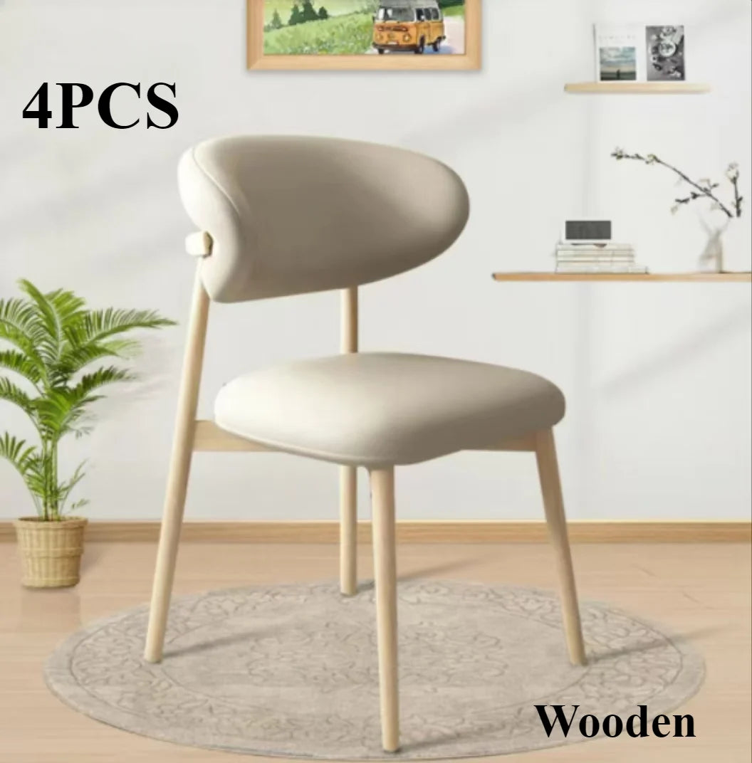 Cafe lounge chair, upholstered dining chair, curved back cushion, modern armless dining side chair