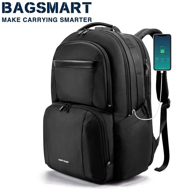 BAGSMART 40L Large Capacity Waterproof Backpacks USB Charging 17.3'' Laptop Bags Multifunctional Business Travel Bag for Men