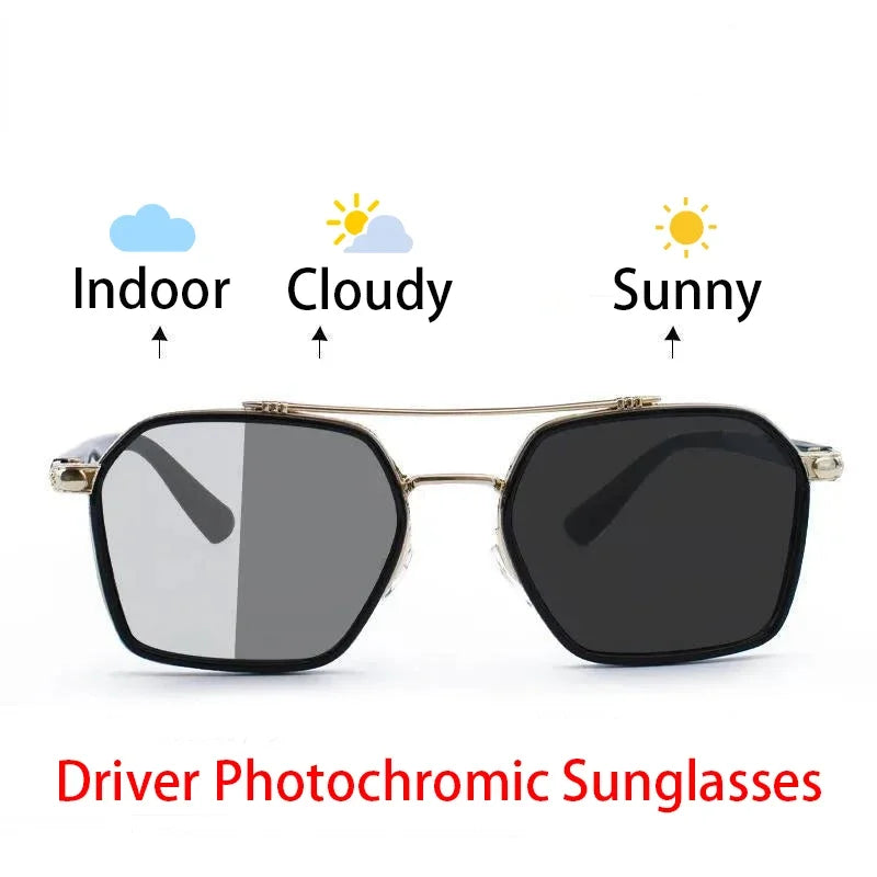 Photochromic Sunglasses for Women/Men Metal Frame UV400 Fashion Eyewear