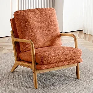Mid Century Modern Accent Chairs for Living Room, 23” Wide Comfy Chair for Bedroom, Small Cozy Sherpa Reading Chairs for Adults,