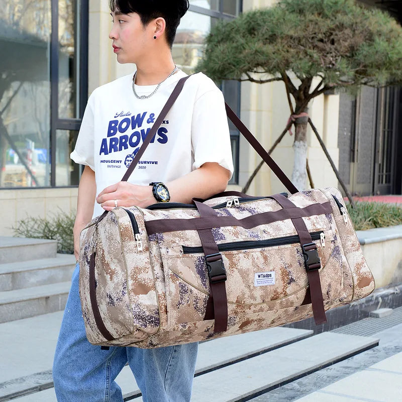 Large Capacity Male Fashionable Travelling Bag Nylon Camo Luggage Bags Storage Bags for Daily Travel and Business Trip Backpack