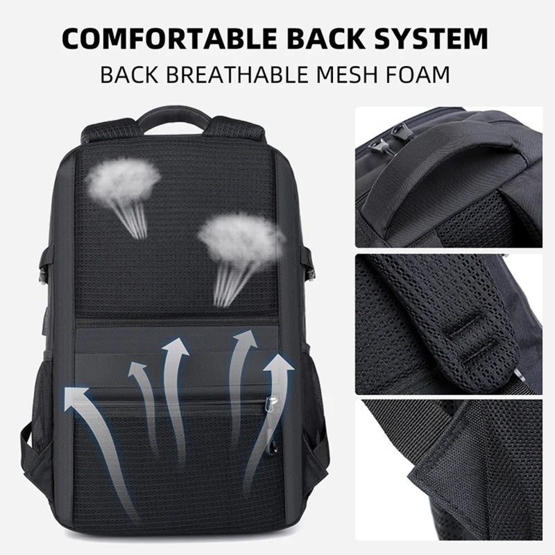 Backpack USB Headphone Jack Large Capacity Waterproof Travel Bag Boarding Carry-on Business 15.6 inch Computer Storage Y83A