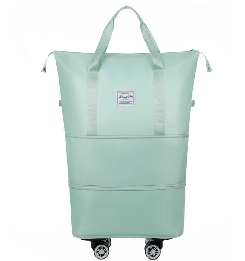 Travel Trolley Luggage Storage Bag With Wheels Waterproof Pulley Portable Collapsible Expandable Fashion Large Capacity Shopping