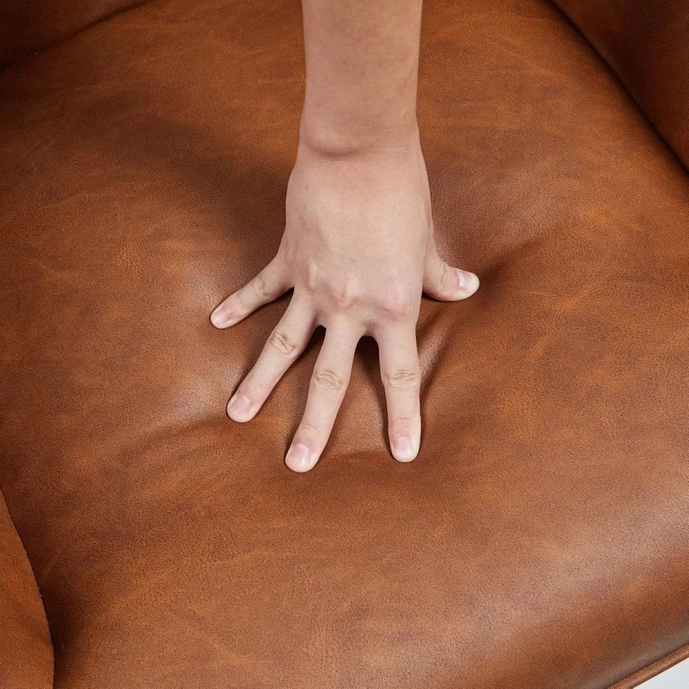 Leather Accent Chairs, Living Room Chairs Leather Large Armchairs Accent Chairs with Metal Legs for Living Bedroom