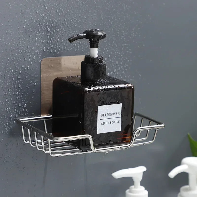 High Quality Soap Rack Wall Mounted Soap Holder Stainless Steel Soap Sponge Dish Bathroom Accessories Dishes Self Adhesive