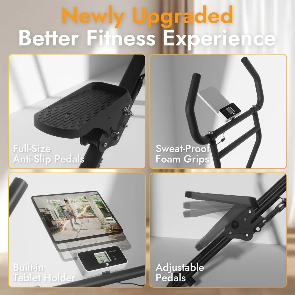 Home Fitness Stair Climber with Adjustable Pedals, Tablet Stand, and Compact Design for Easy Storage