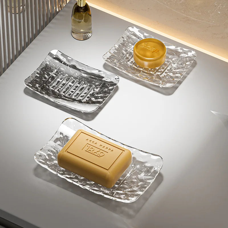 Transparent Light Luxury Soap-Box High-End Bathroom Glacier Patterned Soap-Storage Rack Household Use Soap Box Tray Soap Case