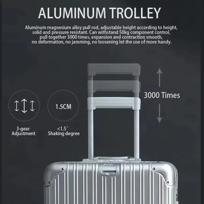 All Aluminum-magnesium Alloy Suitcase High Quality Rolling Luggage 20/24/26/29'' Trolley Luggage Travel Carry-On Cabin Suitcase