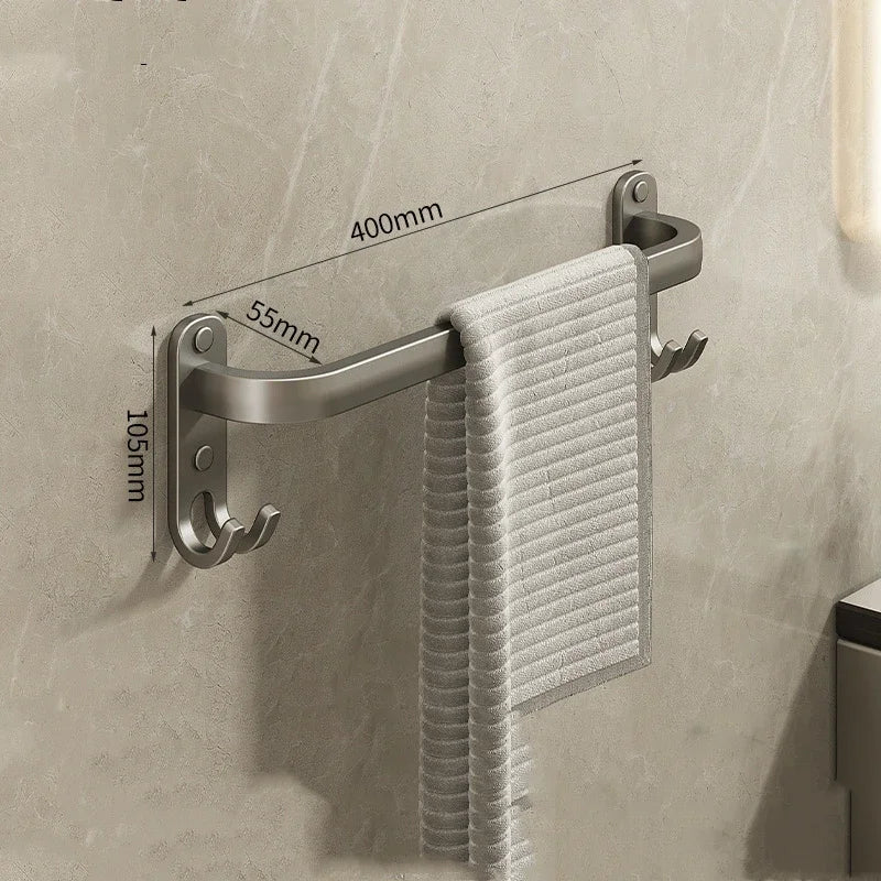 Gun Gray Towel Rack Non Perforated Bathroom Wall Mounted Bathroom Towel Hanging Pole Storage Rac Bathroom Storage Rack