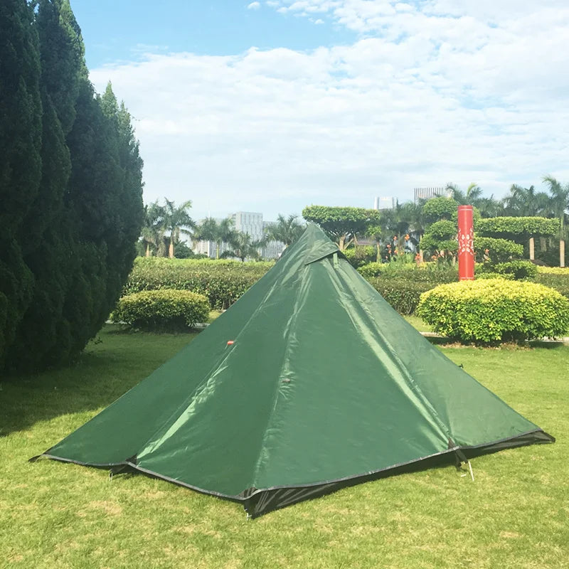 1 Person Ultralight Hiking Camping Tents Backpacking Pyramid Tent Portable Dual Layer Rainproof Rodless Pyramid 4 Season Tent