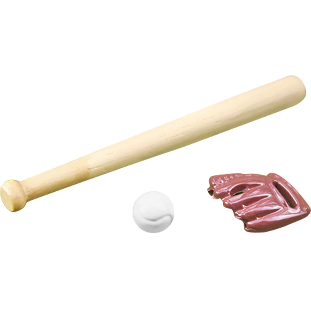 Simulation Baseball Baby Toys Mini House Decor Christmas Miniatures Sports Balls Accessories Playset Wooden Bat