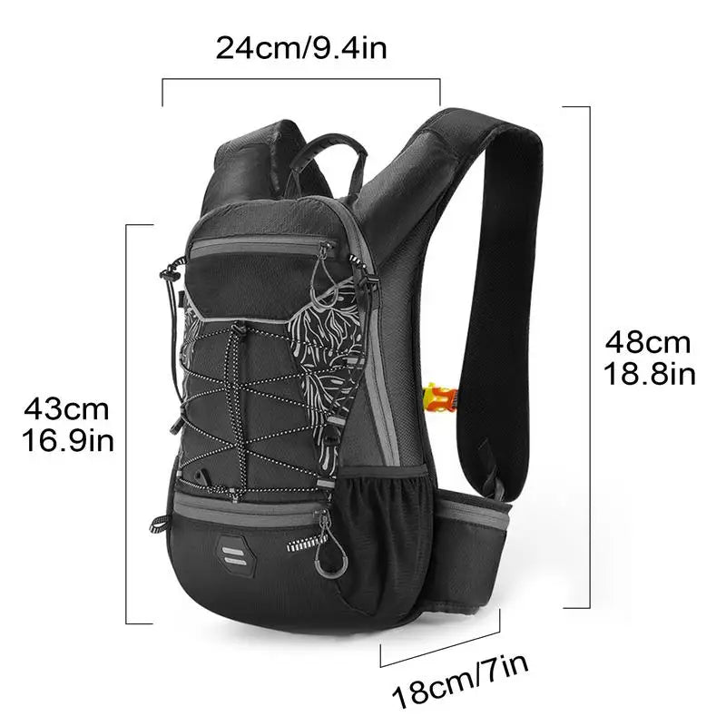 Hiking Backpack Waterproof 16L Water Backpack With Water Bladder For Hiking Water Resistant Lightweight Reflective Running Pack