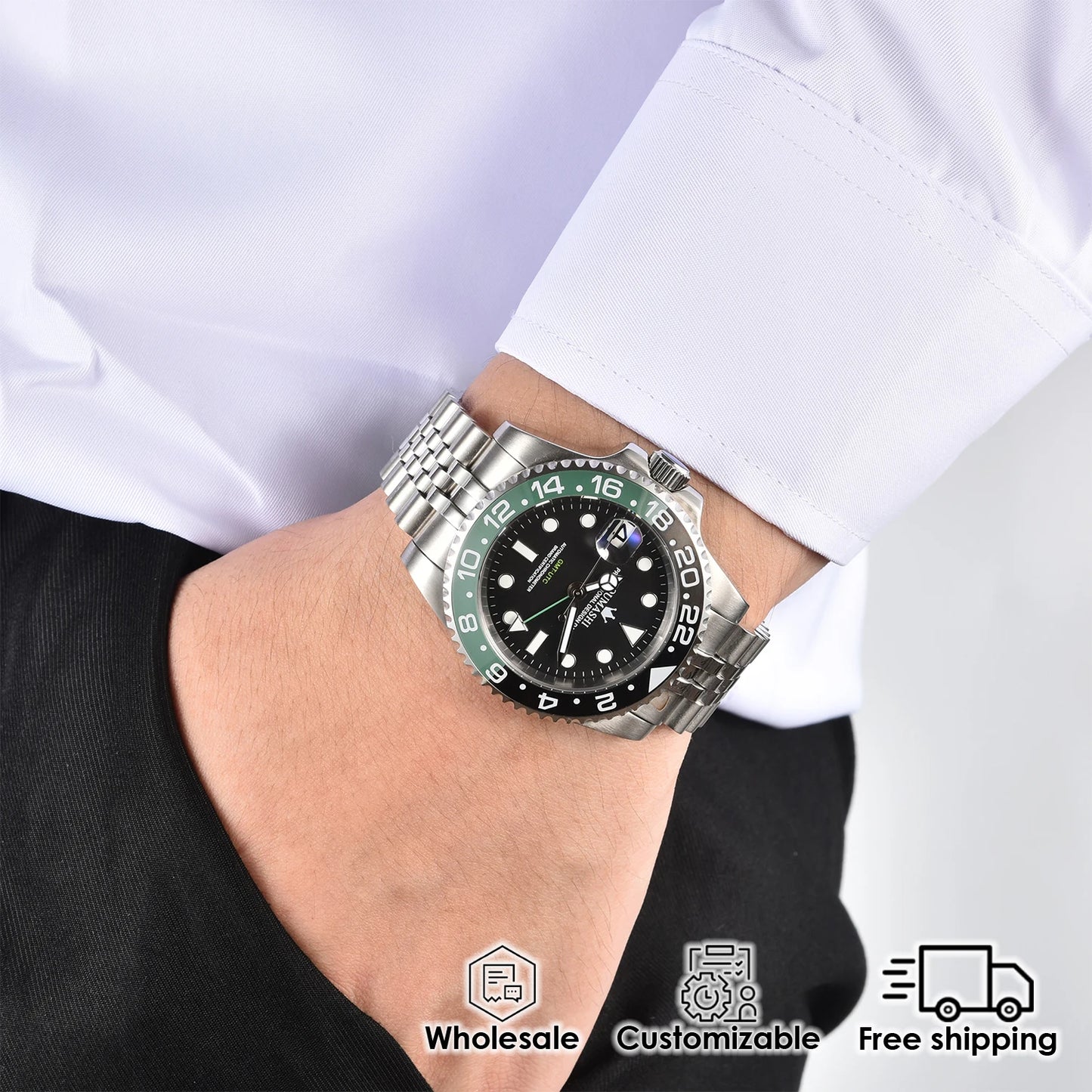 Luxury watches for Men 40MM NH35 Automatic Left hand Watch GMT Luminous waterproof Fashion Business Customizable Men's Watch